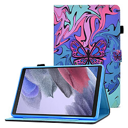 Etui en PU motif de couture, magnétique avec support, porte-cartes et porte-stylo pour Samsung Galaxy Tab A7 Lite 8.7-pouces T220/T225 - papillon