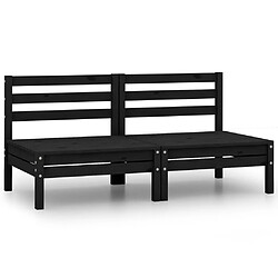 vidaXL Canapés centraux de jardin 2 pcs noir bois de pin massif