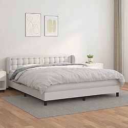 vidaXL Sommier à lattes de lit avec matelas Blanc 180x200cm Similicuir