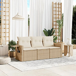 Maison Chic Salon de jardin avec coussins 3 pcs | Ensemble de Table et chaises | Mobilier d'Extérieur beige résine tressée -GKD42388