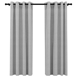 vidaXL Rideaux occultants Aspect lin avec œillets 2 pcs Gris 140x175cm