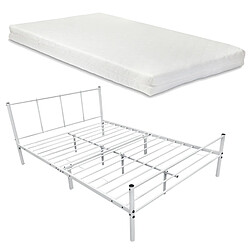 Cadre de Lit Simple avec Matelas Laos 120 x 200 cm Blanc Mat [en.casa] [neu.haus]