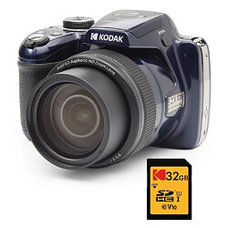 KODAK Pixpro AZ528 + Carte Mémoire SD 32 Go - Appareil Photo Bridge 16 MP, Zoom 52X, Full HD, 85MB/s Lecture, 25MB/s Écriture - Bleu Nuit - Noir