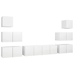 Maison Chic Ensemble de meubles TV 8 pcs | Banc TV Moderne pour salon | Meuble de Rangement - Blanc Aggloméré -MN58542