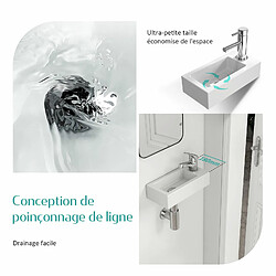 Avis EMKE Vasque suspendue Salle de Bain en céramique, Lavabo suspendu rectangulaire avec trou de robinet à droite, blanc brillant - 40,5 x 20.5 x 10,5 cm