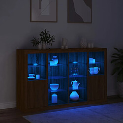 Avis Maison Chic Lot de 3 Commode Buffet - Meuble de rangements avec lumières LED chêne brun bois d'ingénierie -GKD20145