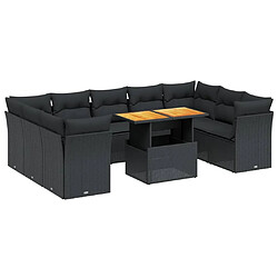 Maison Chic Salon de jardin 10 pcs avec coussins, Ensemble Tables et chaises d'extérieur noir résine tressée -GKD824789