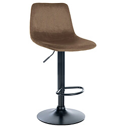 Decoshop26 Tabouret de bar x1 repose-pieds en métal noir confortable en forme d'arc assise en velours marron 10_0004781