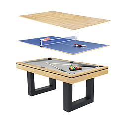 Concept Usine Table multi-jeux 3 en 1 billard et ping-pong en bois DENVER