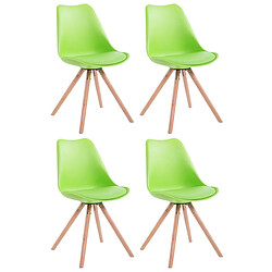 Decoshop26 4 chaises de salle à manger style scandinave en synthétique et plastique vert pieds rond en bois clair CDS10375