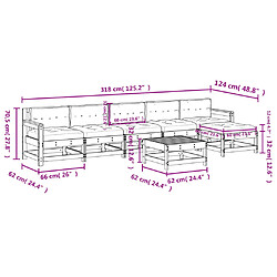 Acheter vidaXL Salon de jardin 7 pcs avec coussins blanc bois massif