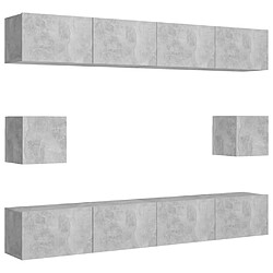 Maison Chic Ensemble de meubles TV 6 pcs | Banc TV Moderne pour salon | Meuble de Rangement - Gris béton Aggloméré -MN30695