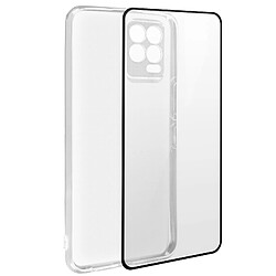 Avizar Coque Realme 8 Pro et 8 Silicone Souple Film Verre Trempé 9H Transparent Noir