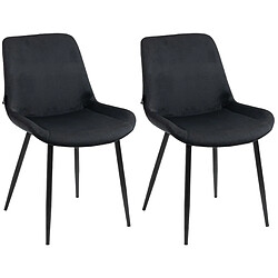 Decoshop26 Set de 2 chaises de salle à manger design moderne assise en velours noir et pieds en métal noir 10_0001635