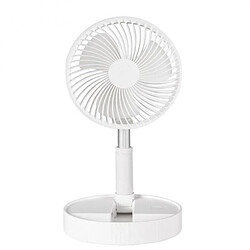 (Blanc) Ventilateur Portatif Rechargeable Mini Plancher Télescopique Pliant à Faible Bruit