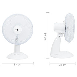 vidaXL Ventilateur de table 3 vitesses 30 cm 40 W Blanc pas cher