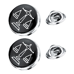 2pcs Broche Noir Ronde Collier Insigne Justice Motif Femmes Hommes Chemise