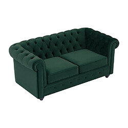 Acheter Vente-Unique Canapé 3 places, 2 places et fauteuil en velours vert CHESTERFIELD