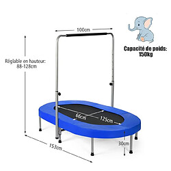 Helloshop26 Trampoline de fitness double pliable 153x100 cm avec poignée réglable sur 5 positions charge max.150kg 20_0004989