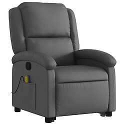 Avis vidaXL Fauteuil inclinable de massage gris cuir véritable