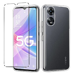 Htdmobiles Coque pour Oppo A58 5G / A78 5G - housse etui silicone gel fine + film ecran - TRANSPARENT TPU