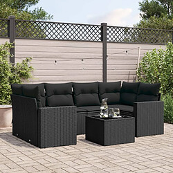 Maison Chic Salon de jardin 7 pcs avec coussins | Ensemble de Table et chaises | Mobilier d'Extérieur noir résine tressée -GKD29044