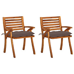 vidaXL Chaises à manger de jardin avec coussins lot de 2 Acacia massif