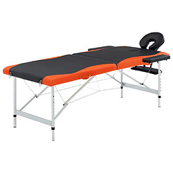 vidaXL Table de massage pliable 2 zones Aluminium Noir et orange