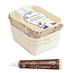 Scrapcooking 4 moules bois rectangle + 8 caissettes de cuisson + 1 Stylo chocolat