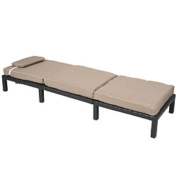 Decoshop26 Transat chaise longue bain de soleil jardin en polyrotin anthracite avec coussin 04_0004236 pas cher