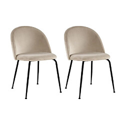 Acheter Vente-Unique Lot de 2 chaises en velours et acier inoxydable noir - Beige - MELBOURNE