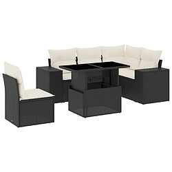 vidaXL Salon de jardin 6 pcs avec coussins noir résine tressée