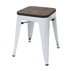 Avis Mendler 4x Tabouret HWC-A73, avec siège en bois, métal, style industriel, empilable ~ blanc