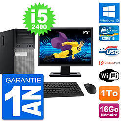 PC Tour Dell 990 Ecran 19" Intel i5-2400 RAM 16Go Disque Dur 1To Windows 10 Wifi - Occasion