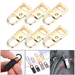 6pcs Métal Détachable étiquettes à Glissière Réparation Languettes De Traction Pour Vêtements Golden S pas cher