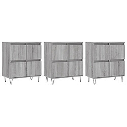 vidaXL Buffets 3 pcs Sonoma gris Bois d'ingénierie