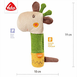 FEHN 059120 Hochet girafe pour hochet, couinement, sensation, jeu avec animal en tissu doux ? Un fidèle compagnon pour les bébés et les tout-petits à partir de 0 mois pas cher