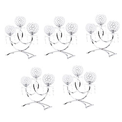 5pcs Bougeoir Vintage 3-Bras Chandeliers de mariage Candelabra Argent