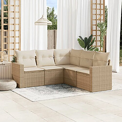 Maison Chic Salon de jardin avec coussins 5 pcs | Ensemble de Table et chaises | Mobilier d'Extérieur beige résine tressée -GKD92360