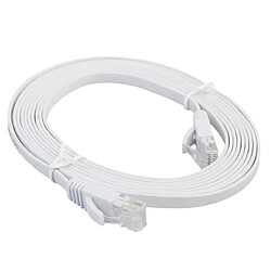 Wewoo Câble réseau LAN plat Ethernet blanc ultra-plat 3m CAT6, cordon de raccordement RJ45