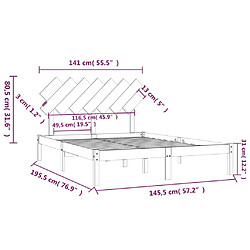 vidaXL Cadre de lit sans matelas 140x190 cm bois massif pas cher