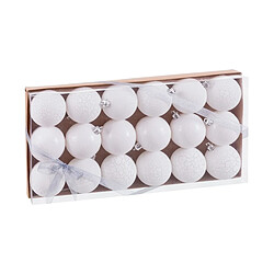 BigBuy Home Boules de Noël Blanc Plastique Ø 4 cm (18 Unités)