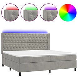 vidaXL Sommier à lattes de lit matelas et LED Gris clair 200x200 cm