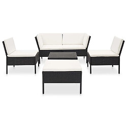 Maison Chic Salon de jardin 6 pcs + coussins - Mobilier/Meubles de jardin - Table et chaises d'extérieur Résine tressée Noir -MN77843