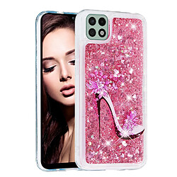 Coque en TPU anti-rayures, motif sables mouvants à paillettes chaussure à talon haut pour votre Samsung Galaxy A22 5G (EU Version)