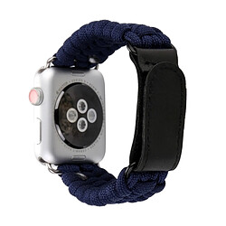 Wewoo Bande de montre-bracelet en nylon véritable corde de parapluie en cuir avec boucle en acier inoxydable pour Apple Watch série 3 & 2 & 1 42mm bleu foncé pas cher