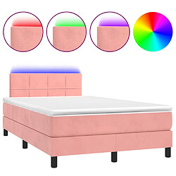 Maison Chic Lit adulte - Lit + matelas + LED,Sommier à lattes de lit et matelas LED rose 120x190 cm velours -GKD49906