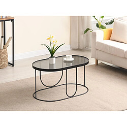 Vente-Unique Table basse en métal et verre fumé - Noir et Transparent - PRETORIA