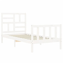 Maison Chic Lit adulte - Cadre Structure de lit avec tête de lit Contemporain blanc 90x200 cm bois massif -MN63434 pas cher