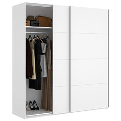 Pegane Armoire à portes coulissantes coloris blanc brillant - Longueur 180 x Profondeur 65 x Hauteur 204 cm